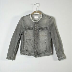 Zadig Voltaire Deluxe Denim Jacket Womens Small Gray Collarless Love Now EUC
